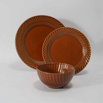 Hancai Embossed reactive glaze Dinnerware sets