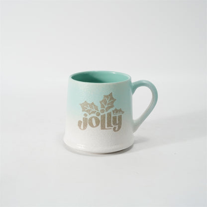 Hancai  Two Tone Reactive glaze mug with silk screen