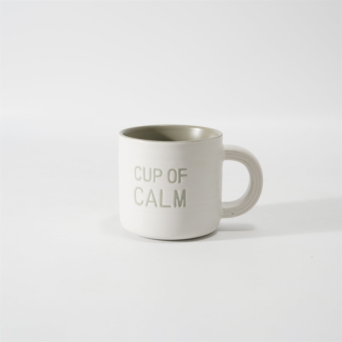 Hancai  Embossed colour glaze inner mug  with silk screen & dipped handle
