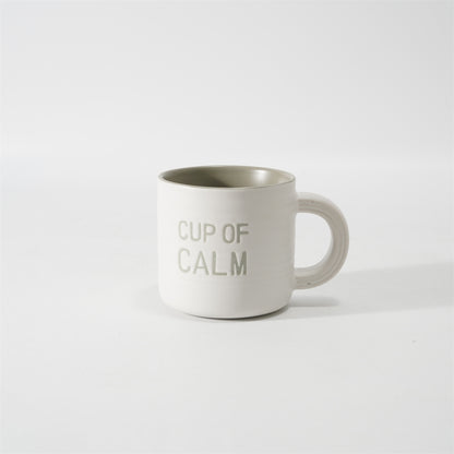 Hancai  Embossed colour glaze inner mug  with silk screen & dipped handle
