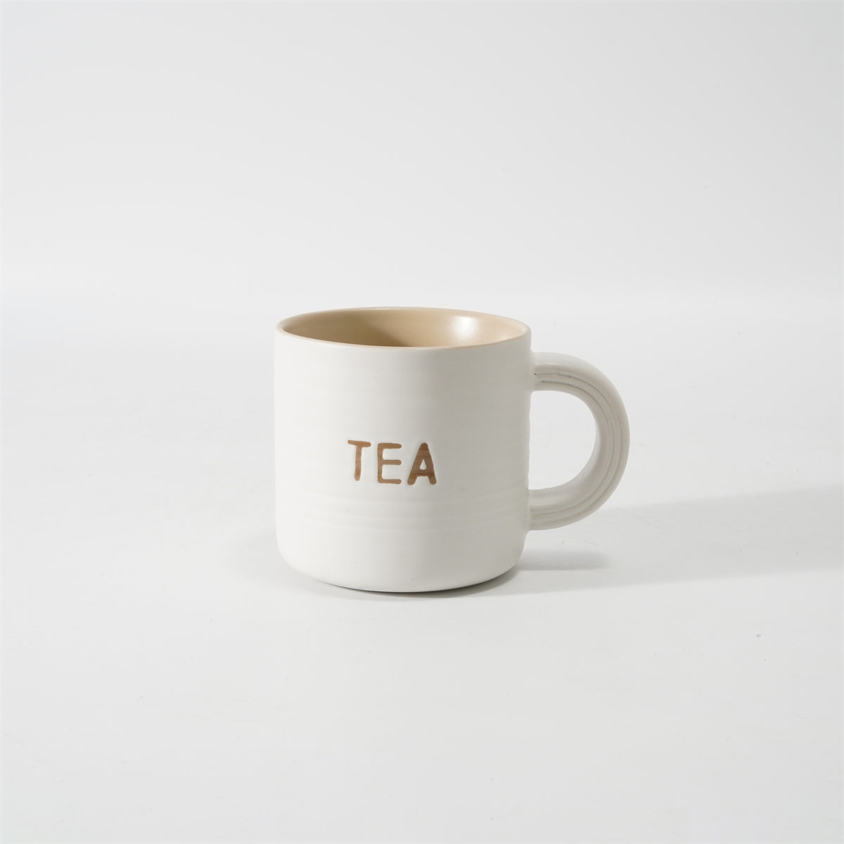 Hancai  Embossed colour glaze inner mug  with silk screen & dipped handle