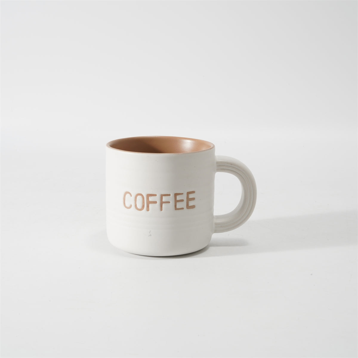 Hancai  Embossed colour glaze inner mug  with silk screen & dipped handle