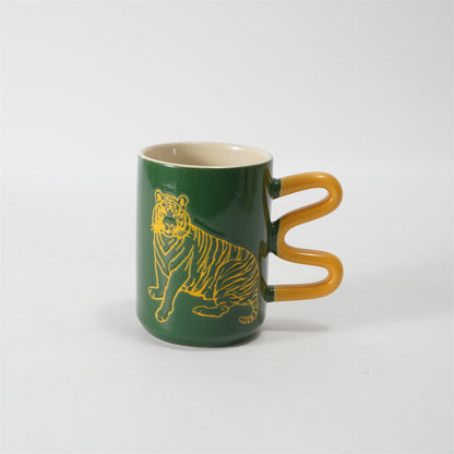Hancai Genz color glaze mug with silk screen