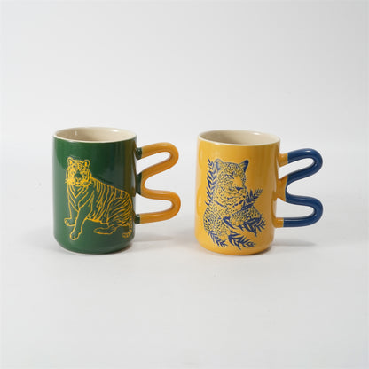 Hancai Genz color glaze mug with silk screen