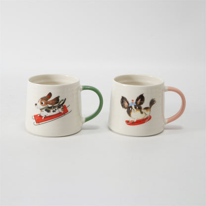 Hancai Color Glazed Mug with Dipped Handle and  Decal