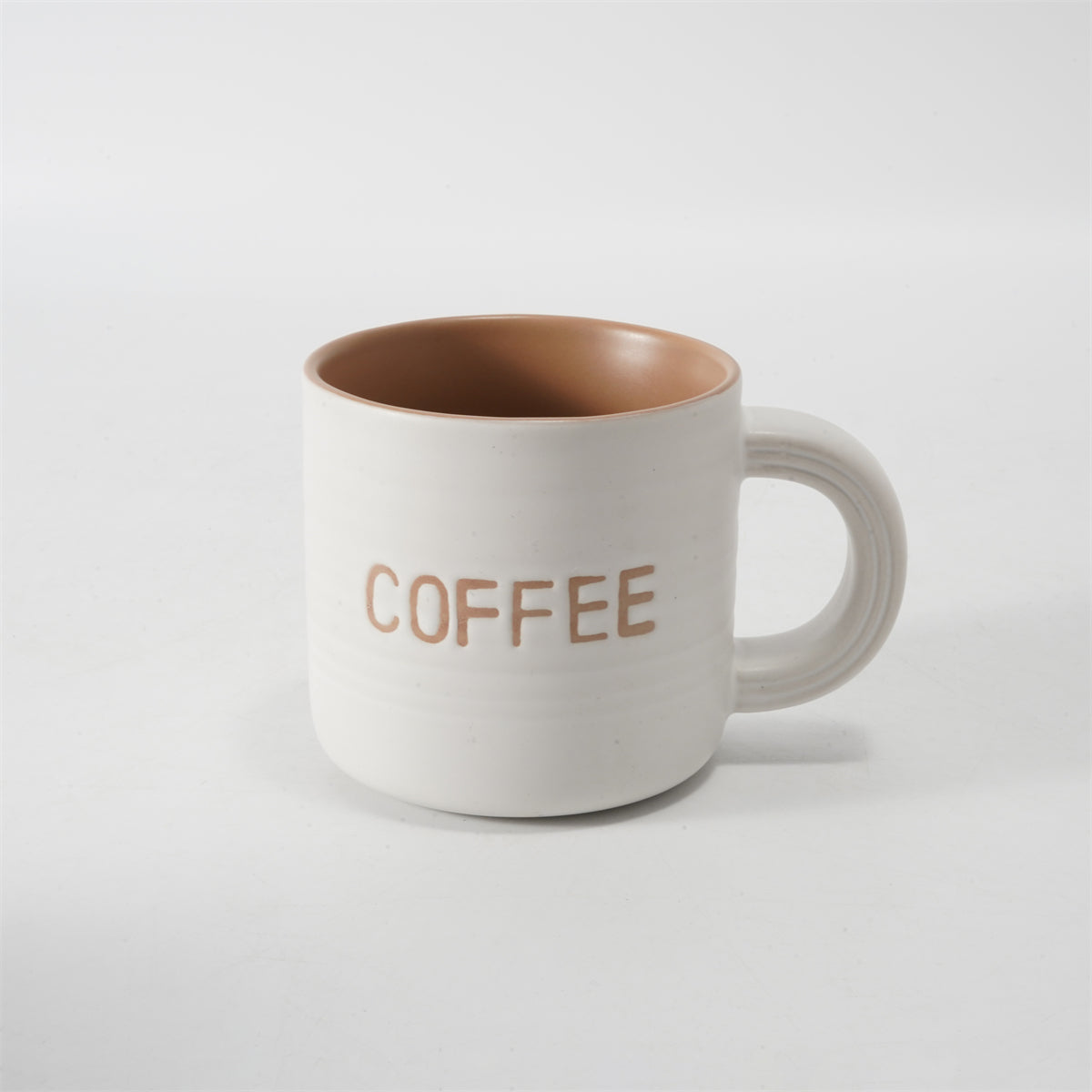 Hancai  Embossed colour glaze inner mug  with silk screen & dipped handle
