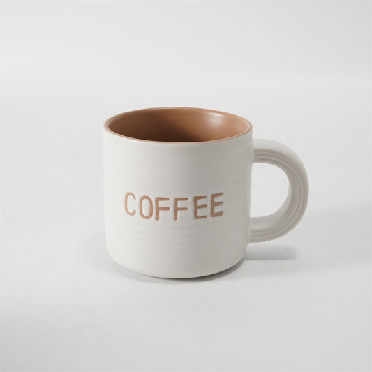 Hancai  Embossed colour glaze inner mug  with silk screen & dipped handle