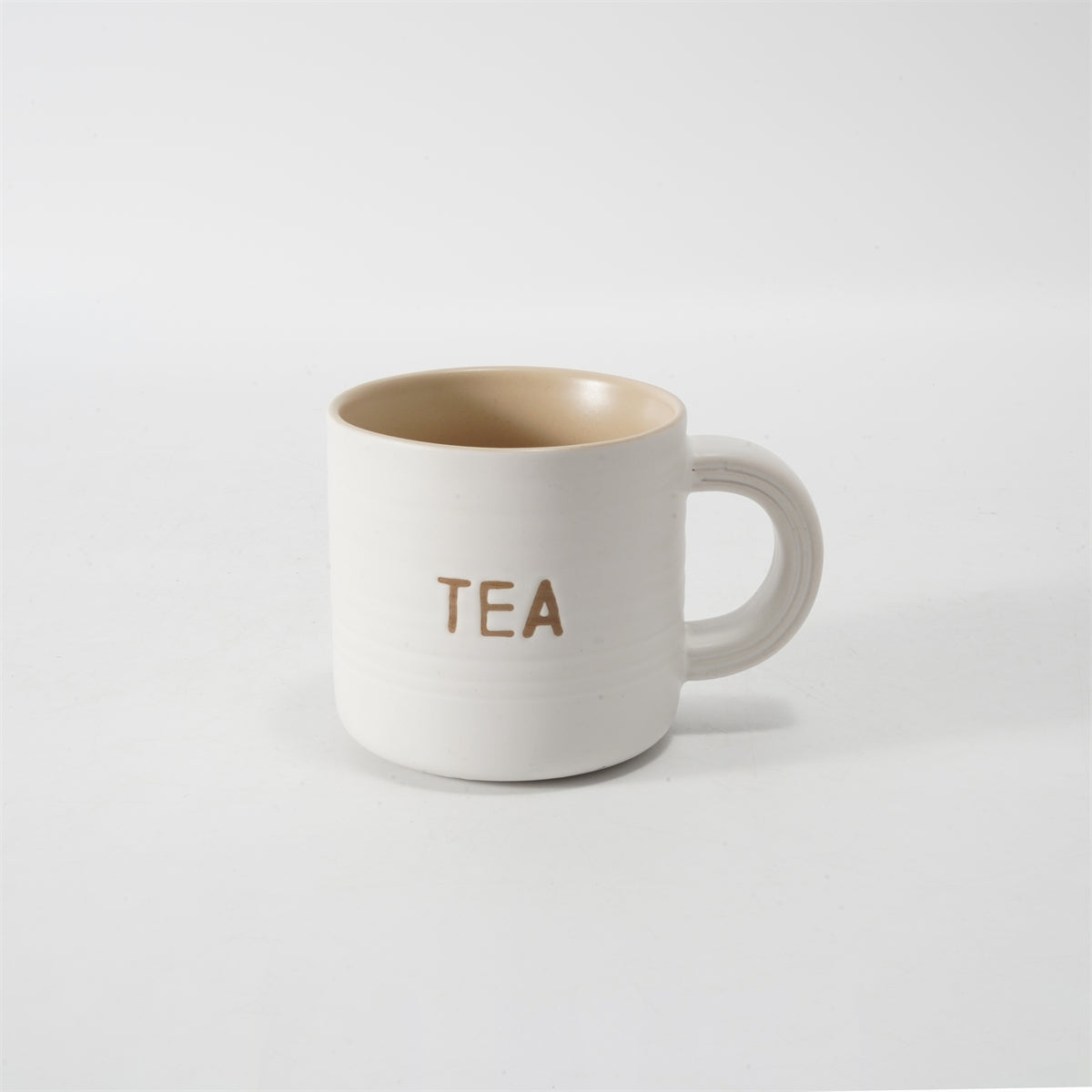 Hancai  Embossed colour glaze inner mug  with silk screen & dipped handle