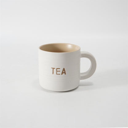 Hancai  Embossed colour glaze inner mug  with silk screen & dipped handle