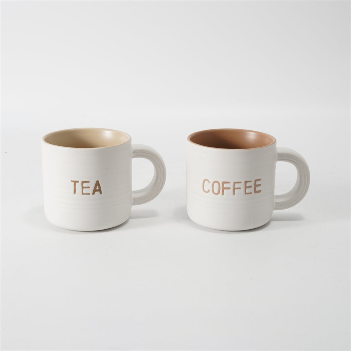 Hancai  Embossed colour glaze inner mug  with silk screen & dipped handle
