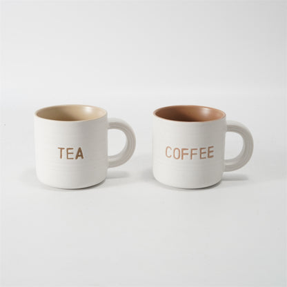 Hancai  Embossed colour glaze inner mug  with silk screen & dipped handle