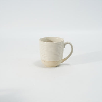 Hancai Embossed reactive glaze mug with unglaze half-part