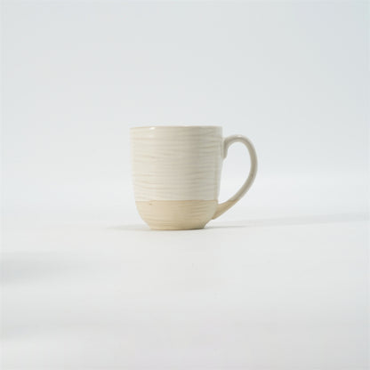 Hancai Embossed reactive glaze mug with unglaze half-part