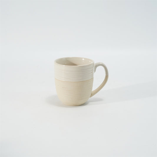 Hancai Embossed reactive glaze mug with unglaze half-part