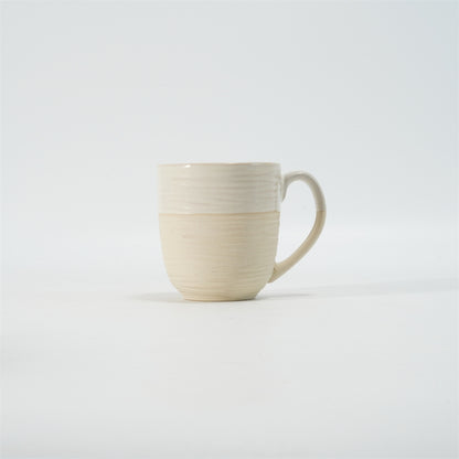 Hancai Embossed reactive glaze mug with unglaze half-part