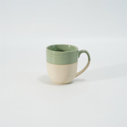 Hancai Embossed reactive glaze mug with unglaze half-part