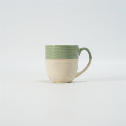Hancai Embossed reactive glaze mug with unglaze half-part