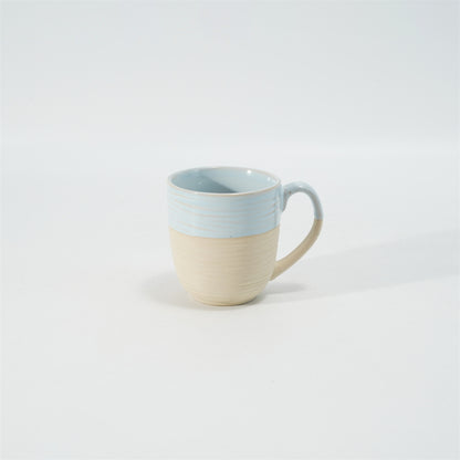 Hancai Embossed reactive glaze mug with unglaze half-part