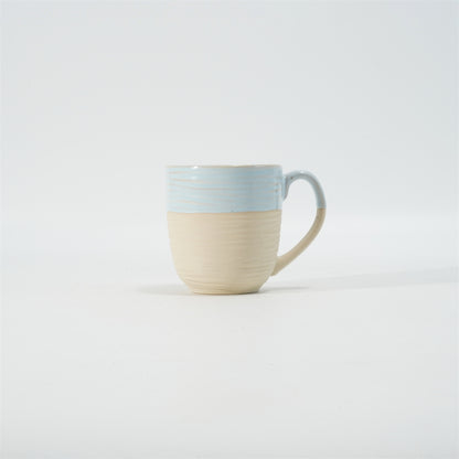 Hancai Embossed reactive glaze mug with unglaze half-part