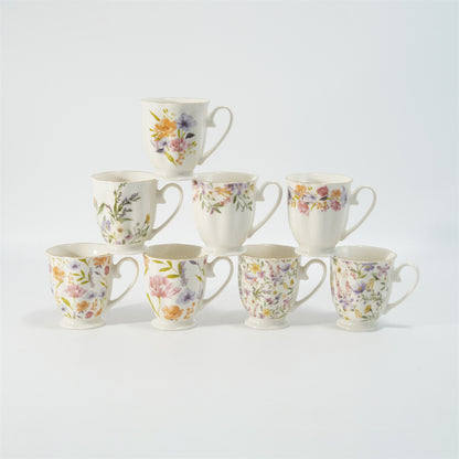 Hancai Embossed fotted mug with decal & gold rim
