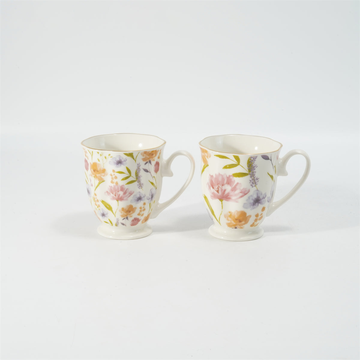 Hancai Embossed fotted mug with decal & gold rim