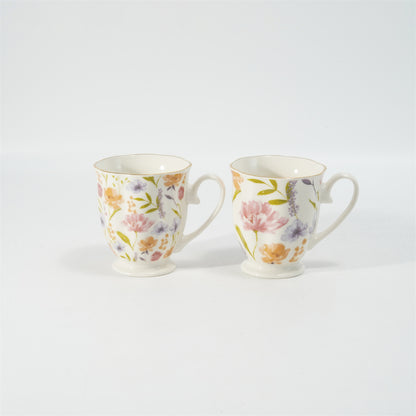 Hancai Embossed fotted mug with decal & gold rim
