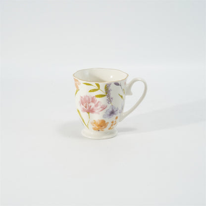 Hancai Embossed fotted mug with decal & gold rim