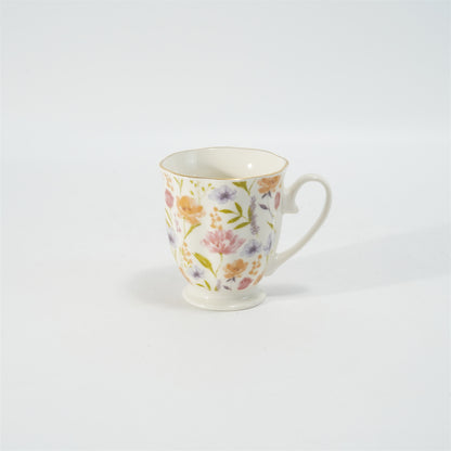 Hancai Embossed fotted mug with decal & gold rim