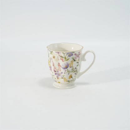 Hancai Embossed fotted mug with decal & gold rim