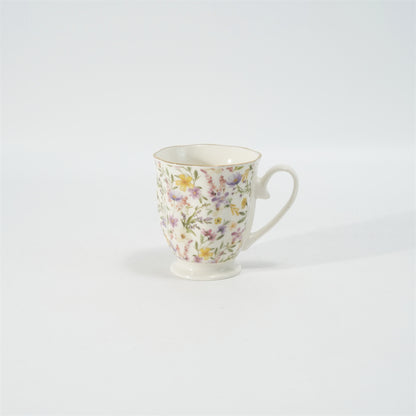 Hancai Embossed fotted mug with decal & gold rim