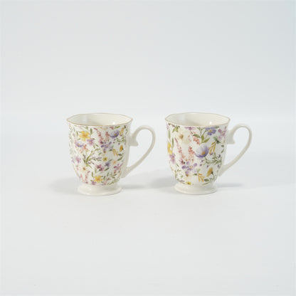Hancai Embossed fotted mug with decal & gold rim