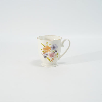Hancai Embossed fotted mug with decal & gold rim
