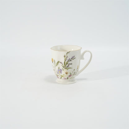 Hancai Embossed fotted mug with decal & gold rim