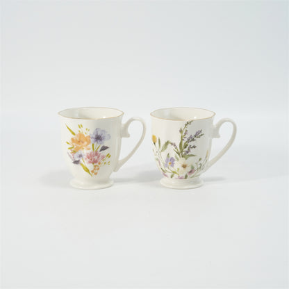 Hancai Embossed fotted mug with decal & gold rim