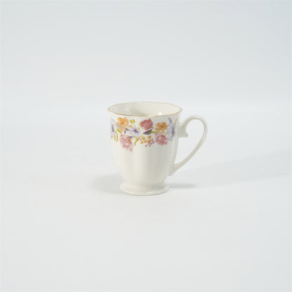 Hancai Embossed fotted mug with decal & gold rim