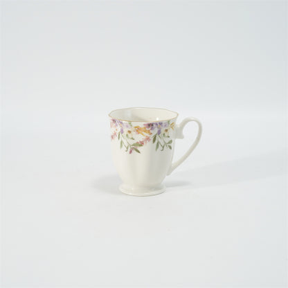 Hancai Embossed fotted mug with decal & gold rim