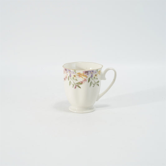 Hancai Embossed fotted mug with decal & gold rim