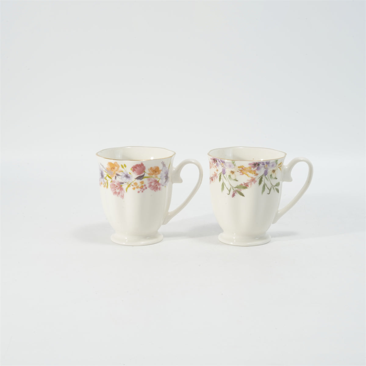 Hancai Embossed fotted mug with decal & gold rim