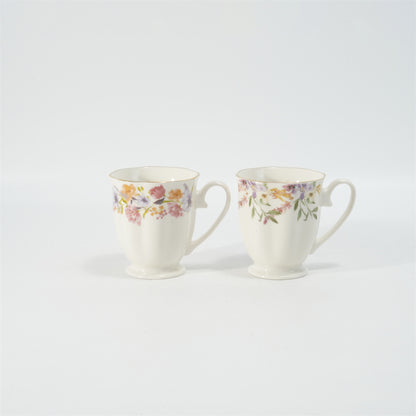 Hancai Embossed fotted mug with decal & gold rim