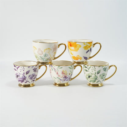 Hancai Decal footed mug with electroplated Handle & Rim