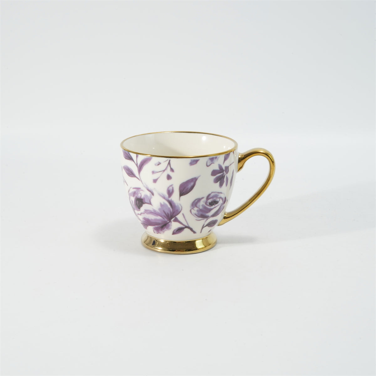 Hancai Decal footed mug with electroplated Handle & Rim
