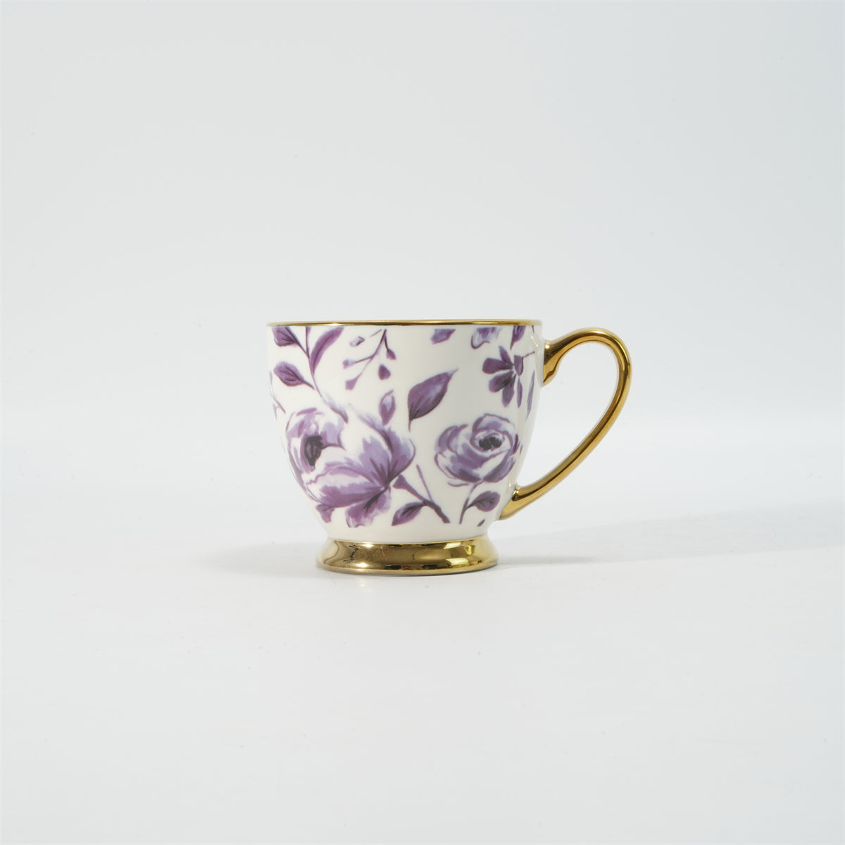 Hancai Decal footed mug with electroplated Handle & Rim