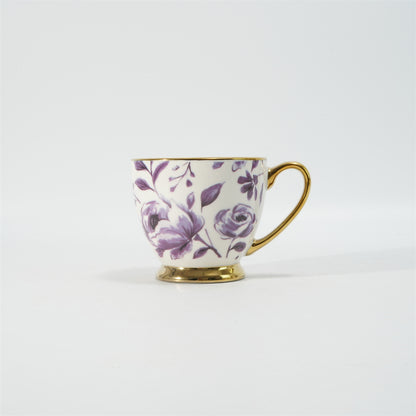Hancai Decal footed mug with electroplated Handle & Rim