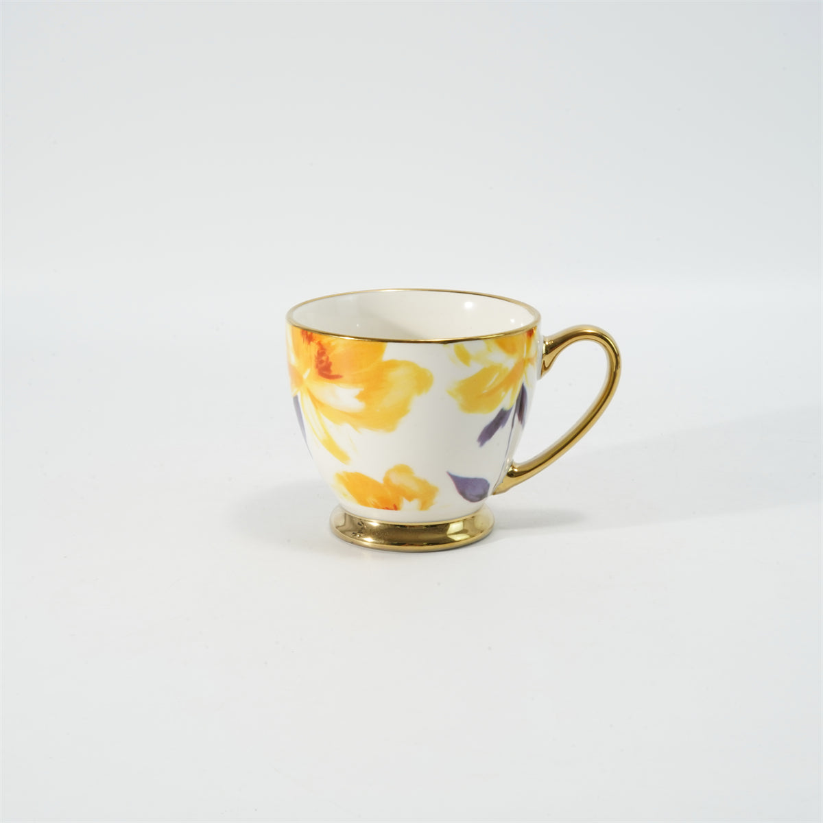Hancai Decal footed mug with electroplated Handle & Rim