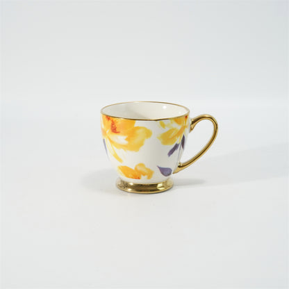 Hancai Decal footed mug with electroplated Handle & Rim