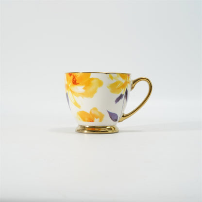 Hancai Decal footed mug with electroplated Handle & Rim