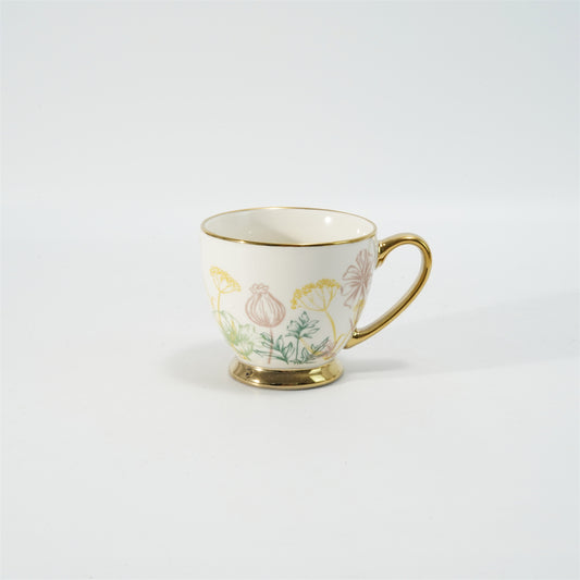 Hancai Decal footed mug with electroplated Handle & Rim