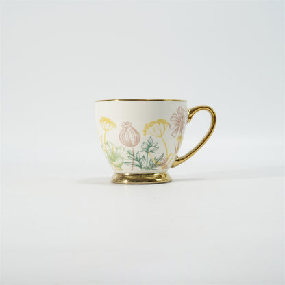 Hancai Decal footed mug with electroplated Handle & Rim