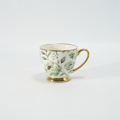 Hancai Decal footed mug with electroplated Handle & Rim
