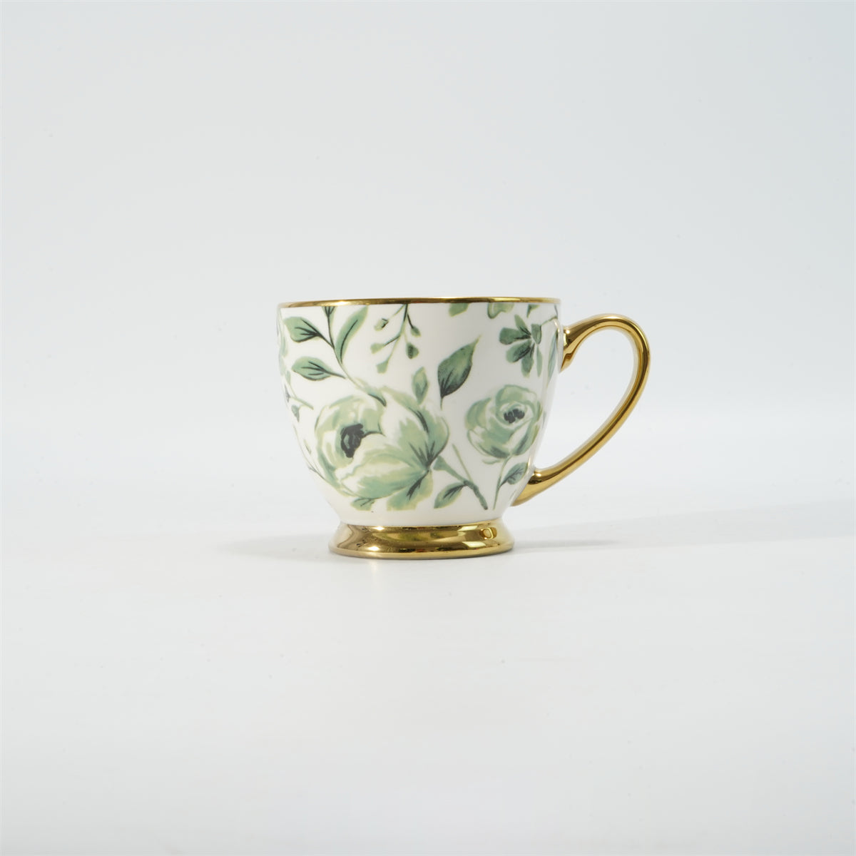 Hancai Decal footed mug with electroplated Handle & Rim